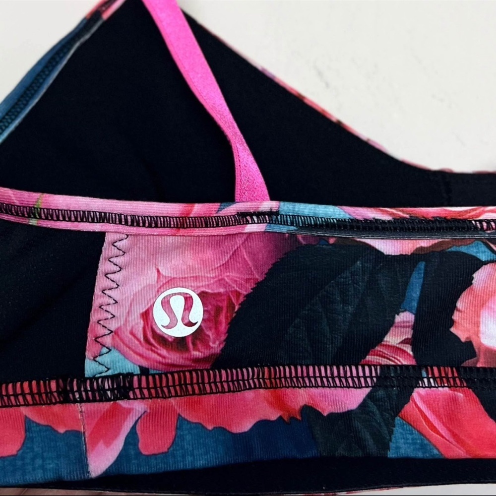 Lululemon Elegant Floral Pink and Black Bralette - Picture 2 of 3